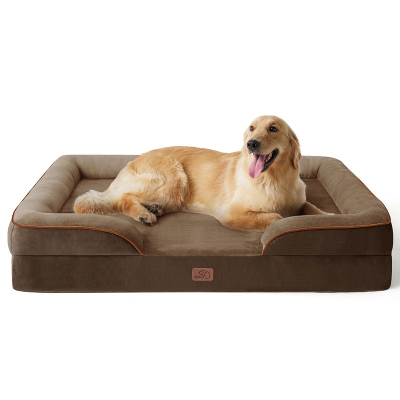 Bedsure XL Plus Orthopedic Dog Bed for Extra Large Dogs - Washable XLarge Dog Cat Bed Waterproof, Comfort Dogs Couch Sofa with Washable Removable Cover, Pet Bed with Nonskid Bottom, Brown, 48" - Image 1