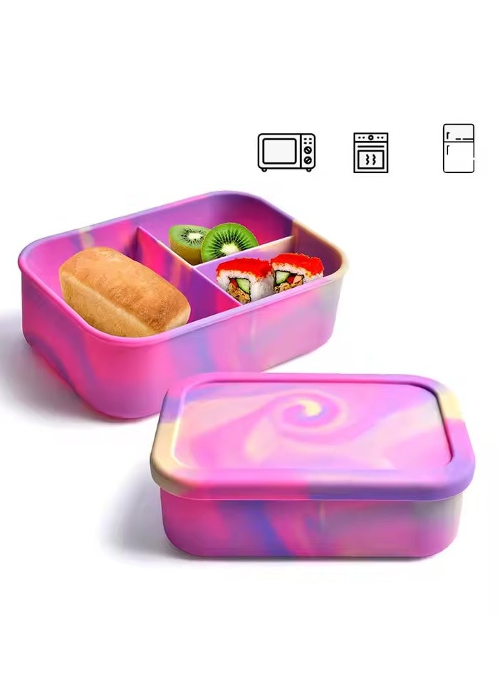 Generic 3 Compartment Silicone BPA-Free lunch box Adult and Teenage Friendly with Freshness Preservation Food Container Feature  - Image 1