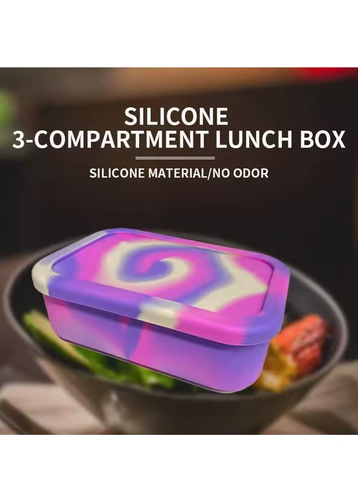 Generic 3 Compartment Silicone BPA-Free lunch box Adult and Teenage Friendly with Freshness Preservation Food Container Feature  - Image 3