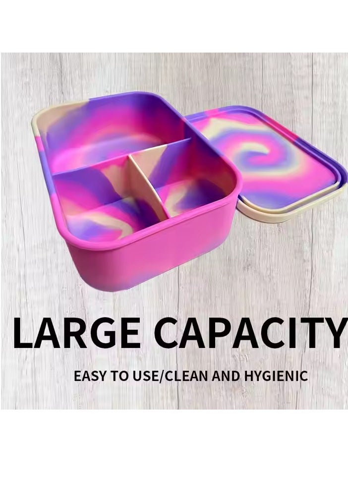 Generic 3 Compartment Silicone BPA-Free lunch box Adult and Teenage Friendly with Freshness Preservation Food Container Feature  - Image 4