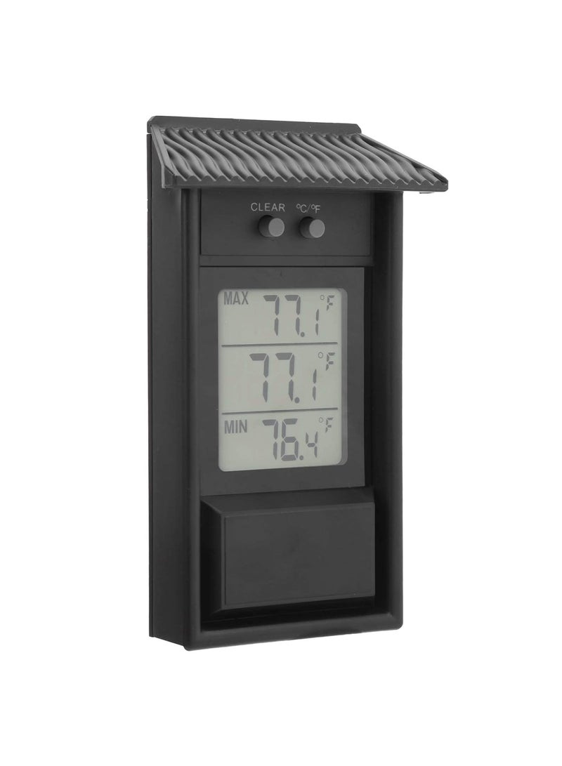 Digital Greenhouse Thermometer with Hook up, ℃/℉ Display, Maximum and Minimum Temperature Monitoring with memory function, for Garden Greenhouse Indoor Room Home, Refrigerator, Greenhouse, Black - Image 1
