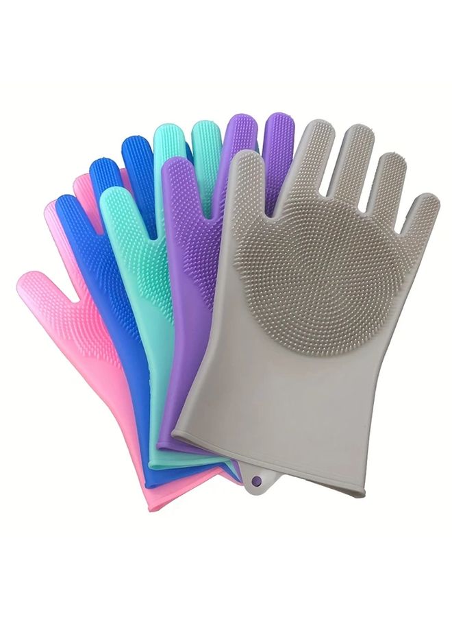 Blue Silicone Bristle Dishwashing Gloves For Housework Cleaning - Image 4
