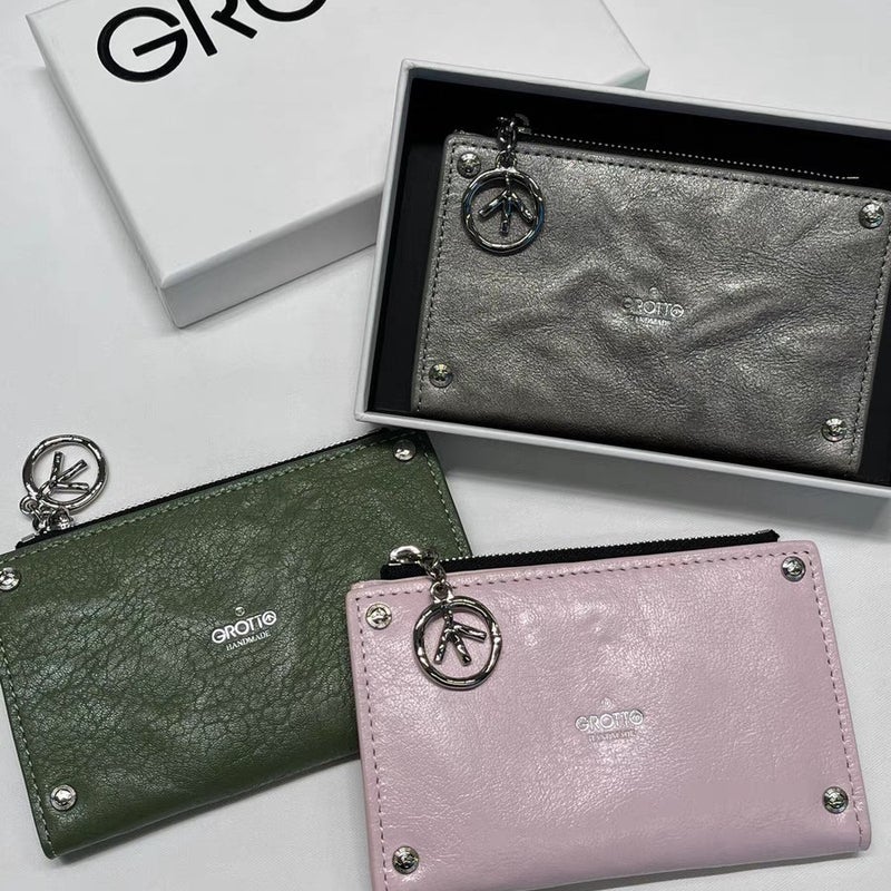 Grotto New Goatskin Multi-Card Slot Couple Style Simple Hand-Held Long Card Holder Genuine Leather Zipper Coin Purse - Image 3