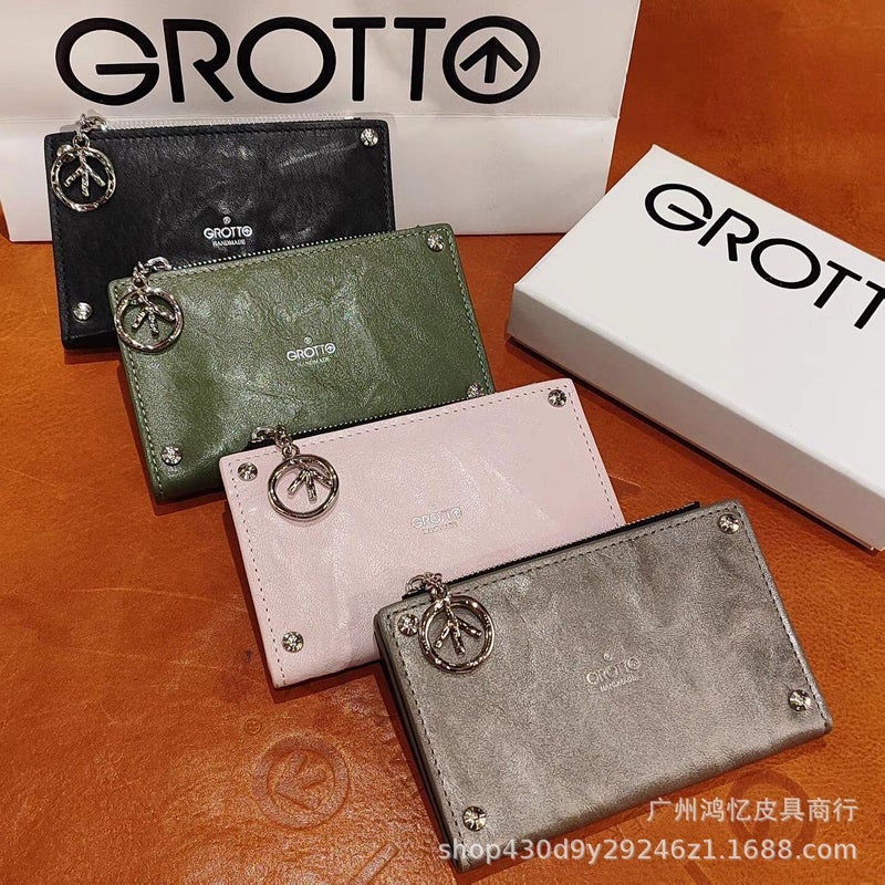Grotto New Goatskin Multi-Card Slot Couple Style Simple Hand-Held Long Card Holder Genuine Leather Zipper Coin Purse - Image 2