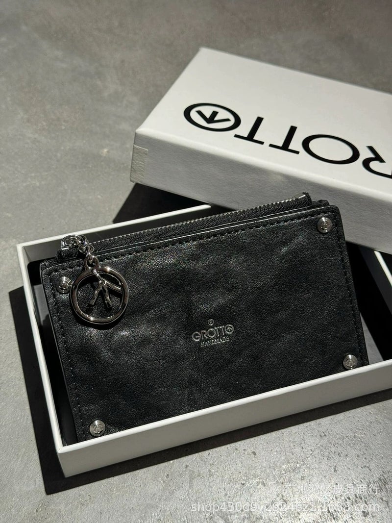 Grotto New Goatskin Multi-Card Slot Couple Style Simple Hand-Held Long Card Holder Genuine Leather Zipper Coin Purse - Image 1