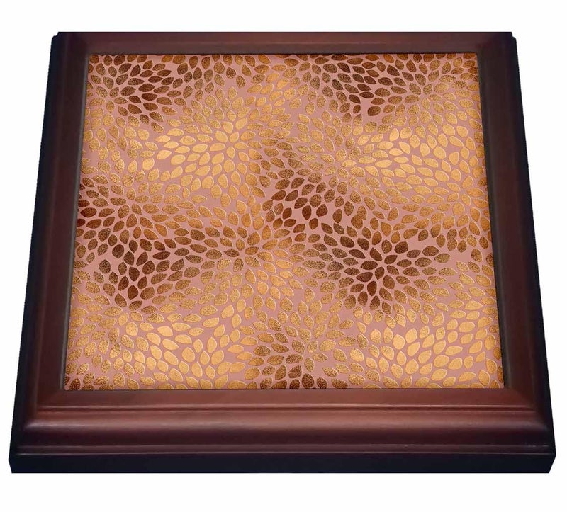 3DROSE 3dRose Elegant Rose Gold Copper Damask Pattern Trivet, 8 x 8, Brown  - Image 1