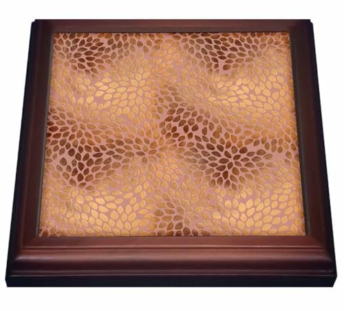 3DROSE 3dRose Elegant Rose Gold Copper Damask Pattern Trivet, 8 x 8, Brown  - Image 2