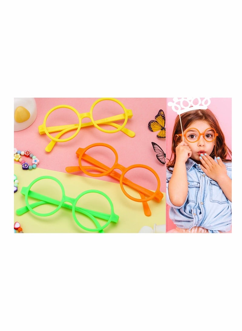 Kids Round Glasses Frame 24 Pieces No Lenses for Adult Costume Toy Dressup Eyeglasses Plastic Decorative Fancy Dress Cosplay Party  - Image 1