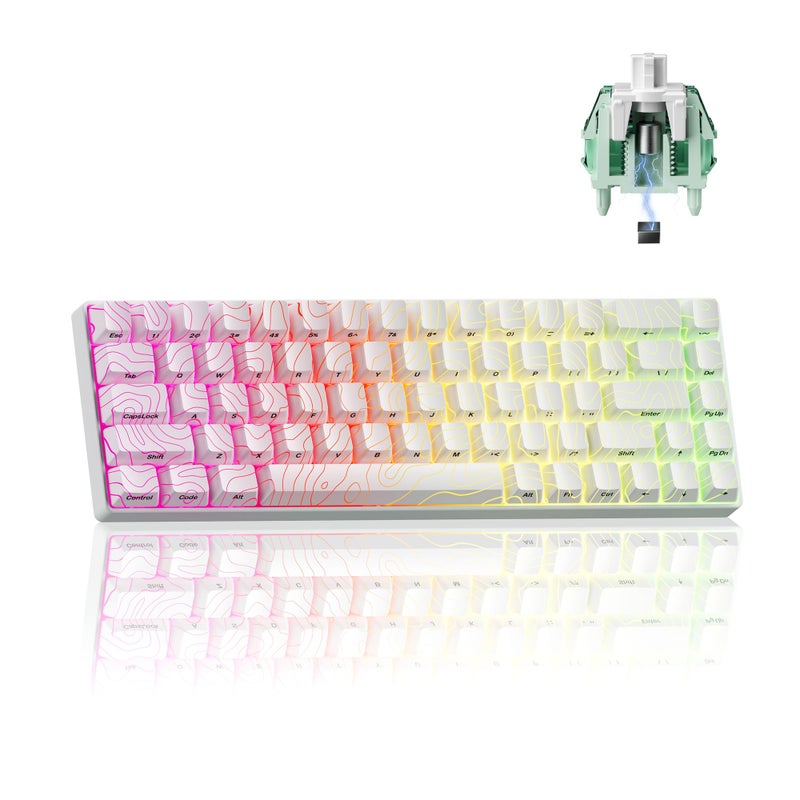 لوحة مفاتيح x XVX HE68 Pro سريعة الزناد 60 بالمئة لوحة مفاتيح بتأثير هول مع مفتاح Gateron Magnetic Jade Pro إطار من الألمنيوم CNC لوحة مفاتيح ميكانيكية مخصصة لجهاز الكمبيوتر المحمول Xbox PS4 PS5 باللون الأبيض