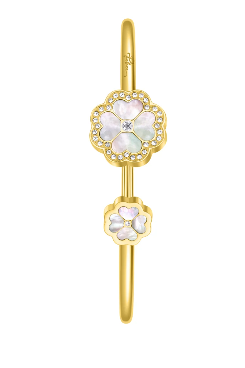 بوليس Flora Gold Plated Ladies Bangle With Mother of Pearl and Crystals 60x50MMPEJLG0003204