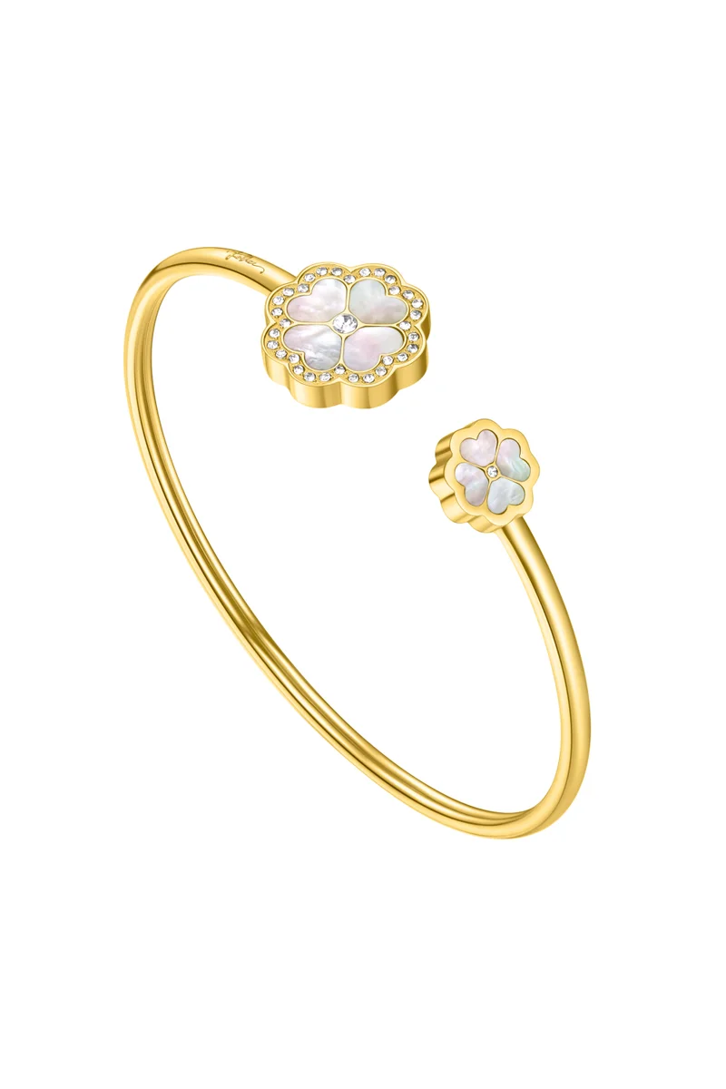 بوليس Flora Gold Plated Ladies Bangle With Mother of Pearl and Crystals 60x50MMPEJLG0003204