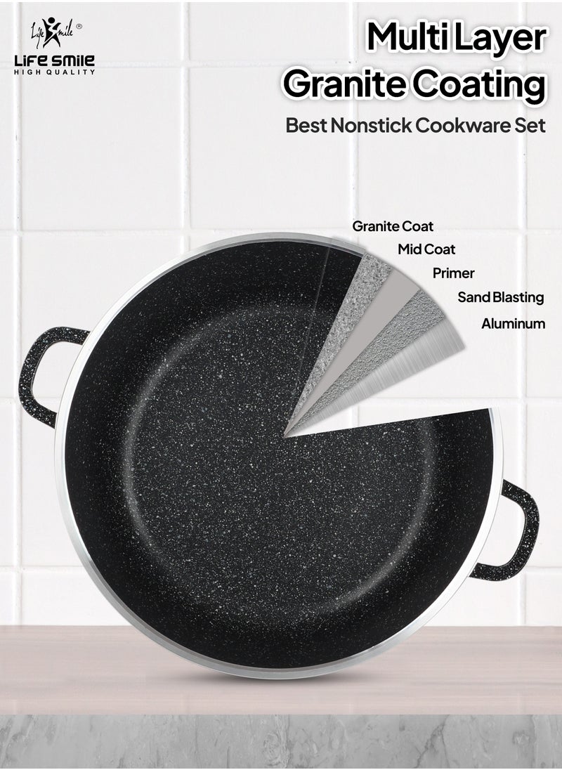 Life Smile LIFE SMILE Cookware Set 20 pieces - Pots and Pans set Granite Non Stick Coating 100% PFOA FREE, Die Cast Cooking Set include Casseroles & Frying Pans & Milk Pan & Grill Pan & Kitchen Utensils  - Image 4