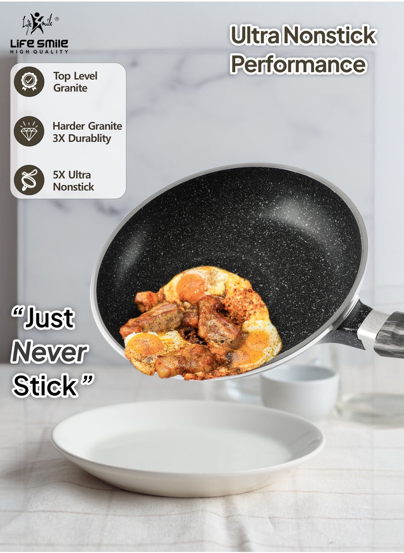 Life Smile LIFE SMILE Cookware Set 20 pieces - Pots and Pans set Granite Non Stick Coating 100% PFOA FREE, Die Cast Cooking Set include Casseroles & Frying Pans & Milk Pan & Grill Pan & Kitchen Utensils  - Image 5