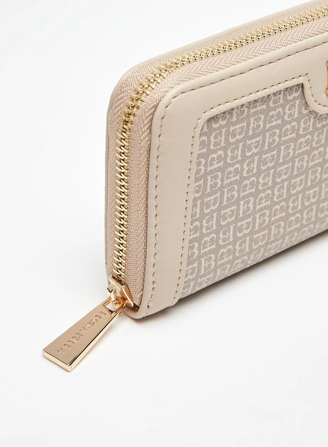Flora Bella By Shoexpress All-Over Logo Print Zip Around Wallet