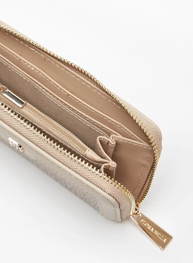 Flora Bella By Shoexpress All-Over Logo Print Zip Around Wallet
