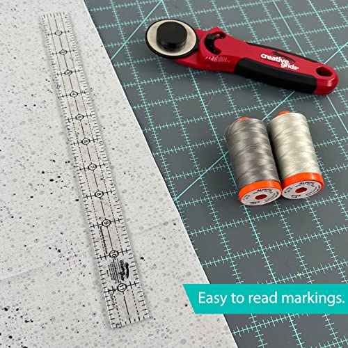 Creative Grids Quilt Ruler 1in x 12in Rectangle – CGR112 – Made in USA, Non-Slip Grip Acrylic Quilting, Sewing, Crafting, Patchwork Ruler for Measuring & Cutting Fabric - Image 2