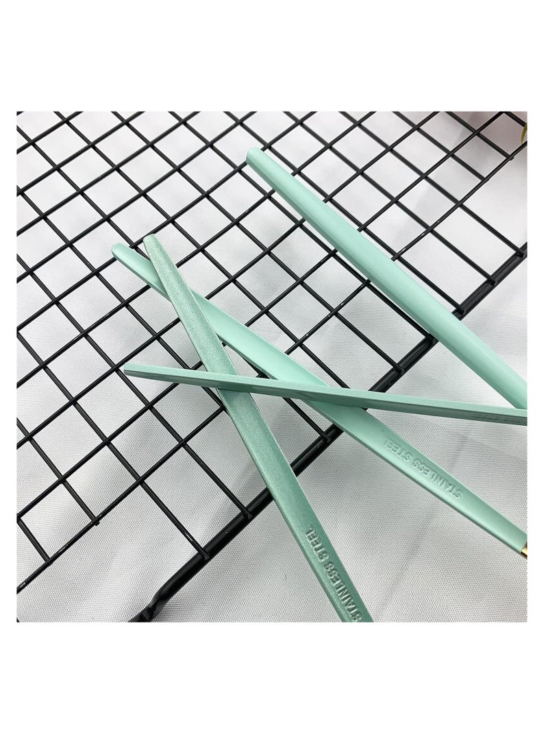 MahMir® Flatware Serving Set 24 Piece, Stainless Steel Silverware Set, Green Gold Cutlery Set, Modern Elegant Tableware Set for Party, Christmas, Dinner (Mint Green Gold) - Image 5