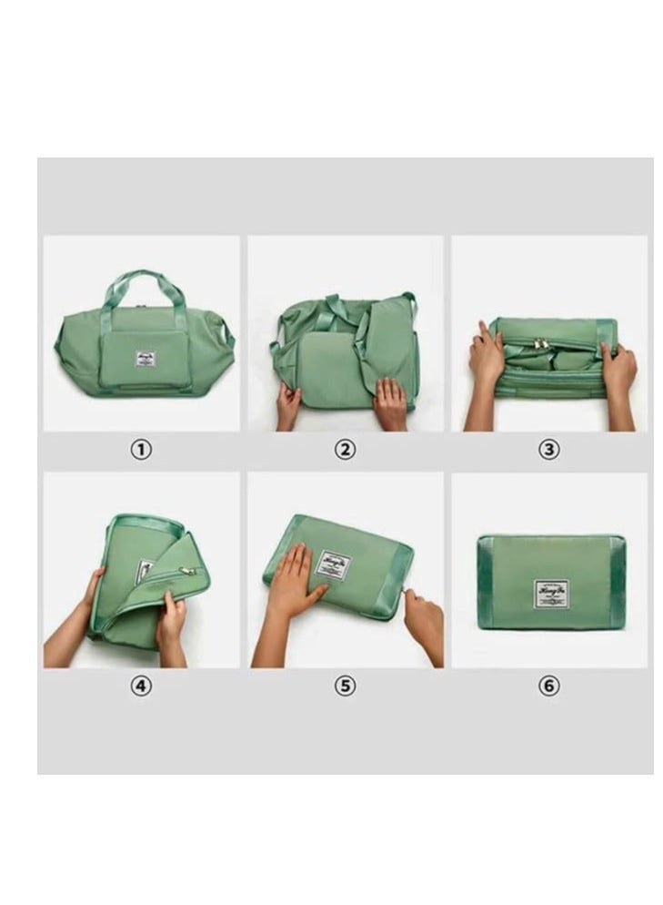 Large Capacity Foldable Waterproof Duffel Bag with Dry Wet Separation for Women, Expandable Sports Travel Bag for Women (Petrol) - Image 1