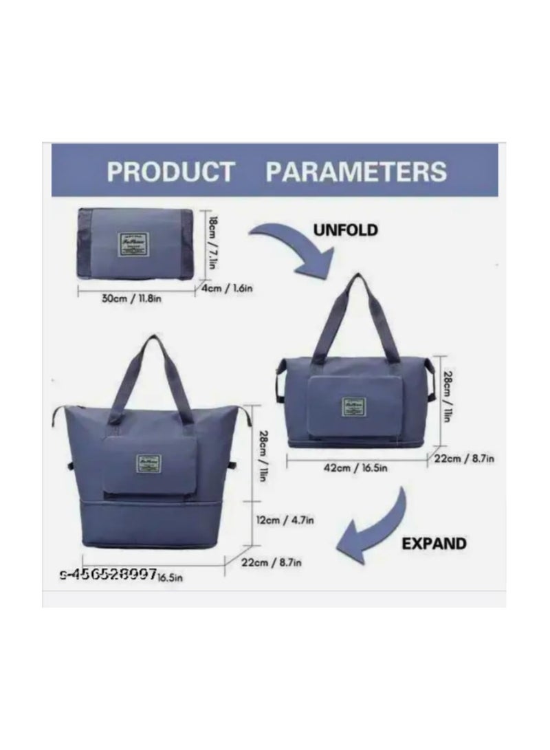 Large Capacity Foldable Waterproof Duffel Bag with Dry Wet Separation for Women, Expandable Sports Travel Bag for Women (Petrol) - Image 3