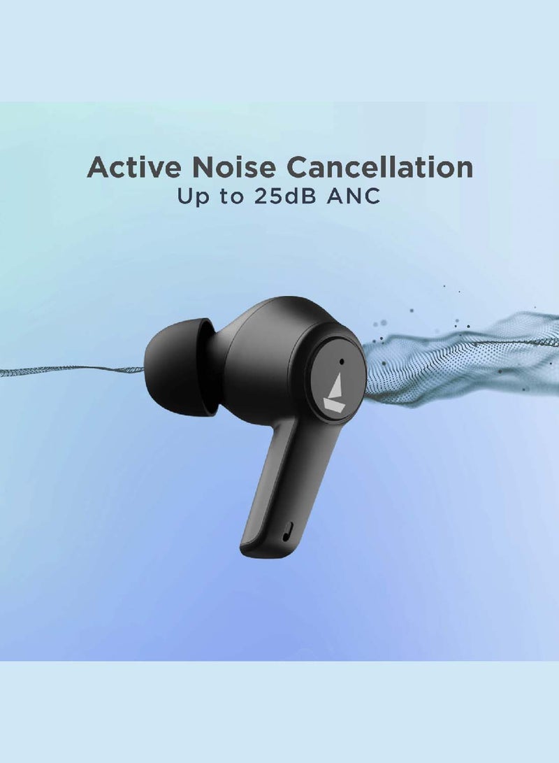 JAJEEK Airdopes 411ANC True Wireless Bluetooth Earbuds with Active Noise Cancellation, Up to 17.5 Hours Playback, ASAP Fast Charging, ENx Clear Voice Calls, Bluetooth 5.2, Touch Controls & Voice Assistant – Lightweight Earphones – Black Storm - Image 2