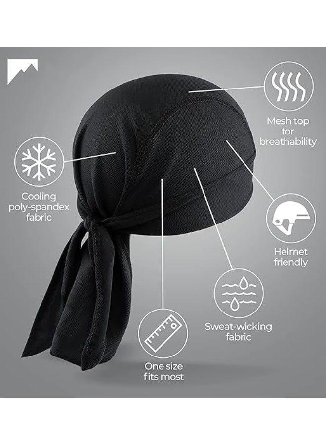 2Pcs Sweat Wicking Head Wraps Cycling Caps Dew Rag Skull Caps Beanie Cap, Motorcycle Cooling Helmet Liners Pirate Hats, Head Scarf Bandanas for Men and Women
