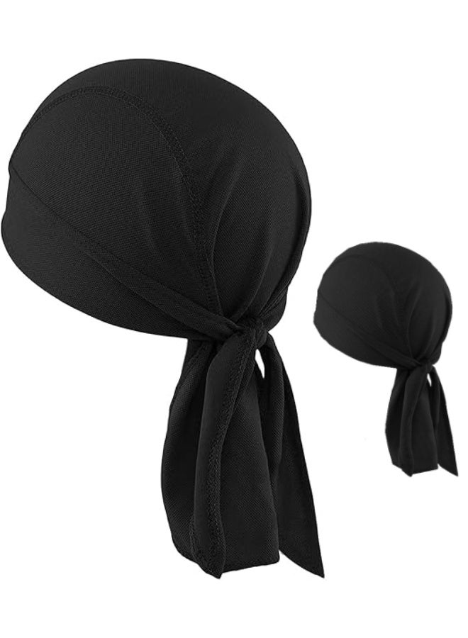 2Pcs Sweat Wicking Head Wraps Cycling Caps Dew Rag Skull Caps Beanie Cap, Motorcycle Cooling Helmet Liners Pirate Hats, Head Scarf Bandanas for Men and Women