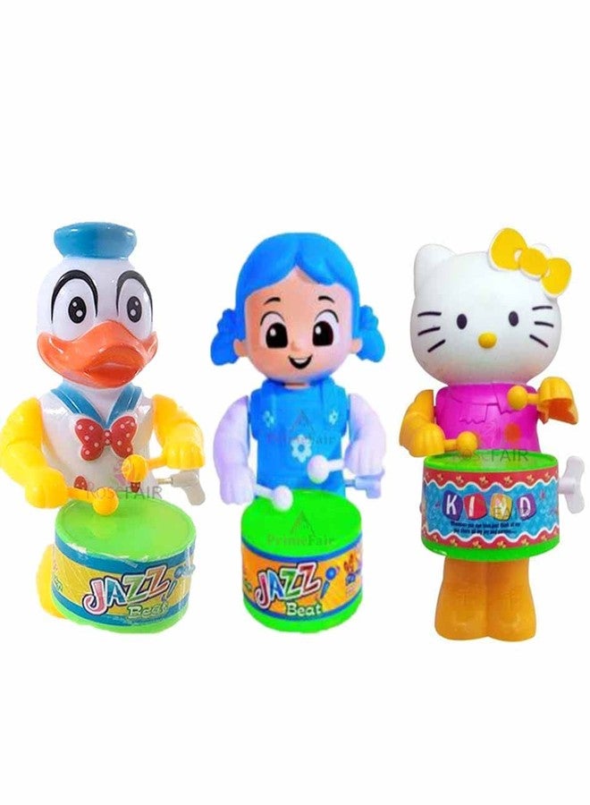 ROSEFAIR Cute Drummer Toy with Drumming and Dancing Action for Kids Baby Rattle Toys Set Toddler Kids Key-Operated Toys Kids (DUCK-BLUE-KITTYCAT-PAC-03) - Image 1