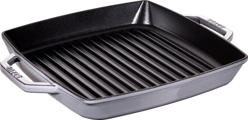 STAUB 1004886 Cast Iron Double Handle Grill Pan 28 x 28 cm Graphite Grey