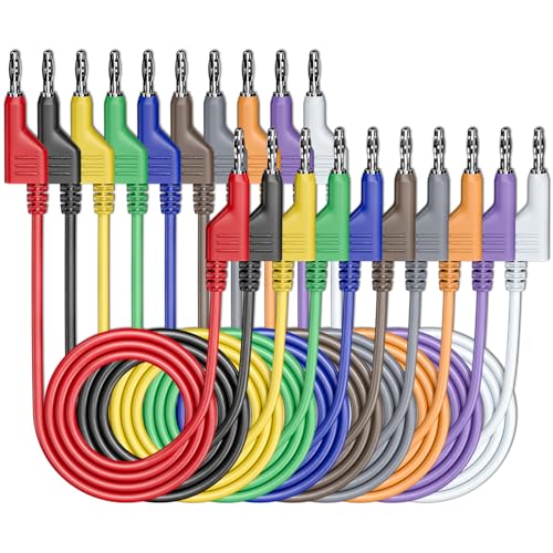 Goupchn 10PCS Stackable Banana to Banana Plug Test Leads Soft Electrical Test Cable Wire 3.3ft/1m for Multimeter 1000V 15A - Image 1
