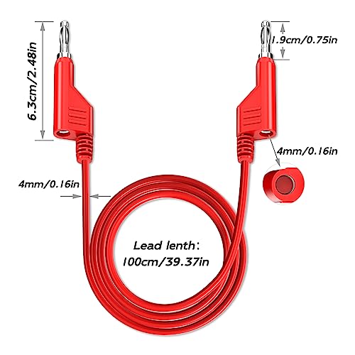 Goupchn 10PCS Stackable Banana to Banana Plug Test Leads Soft Electrical Test Cable Wire 3.3ft/1m for Multimeter 1000V 15A - Image 2