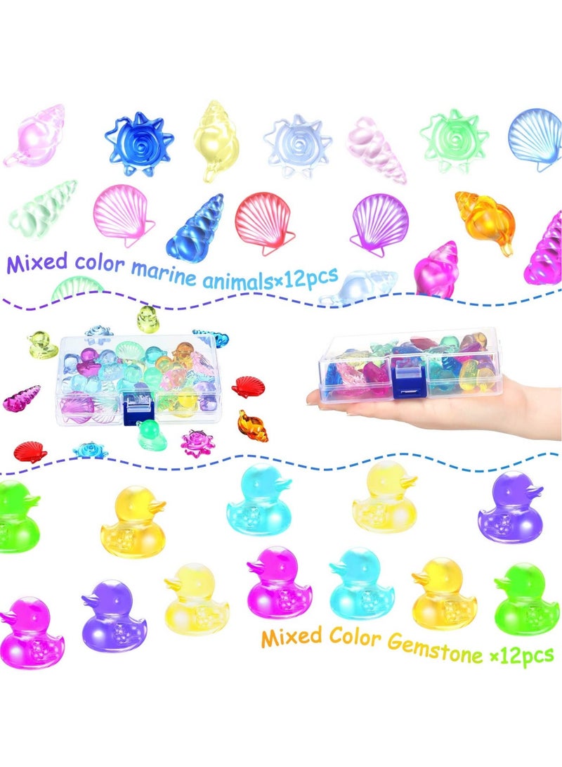 كابتن تيك 24 Pieces Diving Gem Pool Toy Ocean Theme Colorful Diamond Set Marine Animals Summer Swimming Dive Throw Acrylic Gemstones - Image 2