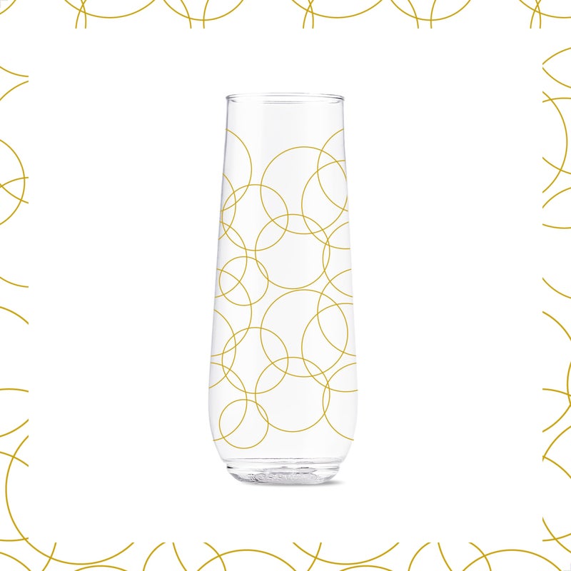 TOSSWARE POP 9oz Flute Festive Cheers Series, SET OF 6, Premium Quality, Recyclable, Unbreakable & Crystal Clear Plastic Printed Champagne Glasses - Image 4
