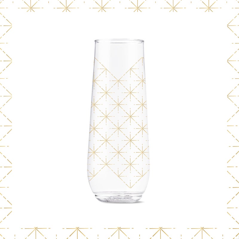 TOSSWARE POP 9oz Flute Festive Cheers Series, SET OF 6, Premium Quality, Recyclable, Unbreakable & Crystal Clear Plastic Printed Champagne Glasses - Image 2