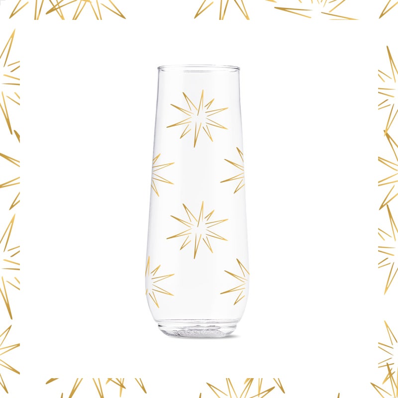 TOSSWARE POP 9oz Flute Festive Cheers Series, SET OF 6, Premium Quality, Recyclable, Unbreakable & Crystal Clear Plastic Printed Champagne Glasses - Image 5