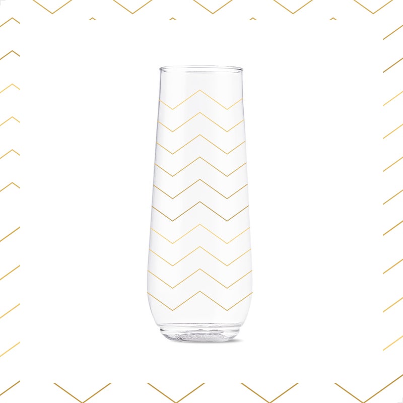 TOSSWARE POP 9oz Flute Festive Cheers Series, SET OF 6, Premium Quality, Recyclable, Unbreakable & Crystal Clear Plastic Printed Champagne Glasses - Image 3