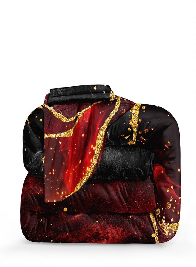 Bedorm Red Black Comforter Set Black Gold Marble Bedding Set Queen Size Burgundy Dark Red Gothic Hippie Comforter Watercolor Retro Bedding Comforter - Image 5