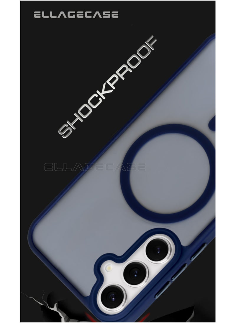 ELLAGECASE - Blue Stylish Case for Samsung Galaxy S24 Plus, Solid Camera Protection, Shockproof, Enhanced Protection, Compatible with MagSafe and Wireless Charging - Image 1