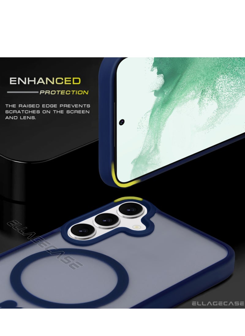 ELLAGECASE - Blue Stylish Case for Samsung Galaxy S24 Plus, Solid Camera Protection, Shockproof, Enhanced Protection, Compatible with MagSafe and Wireless Charging - Image 1