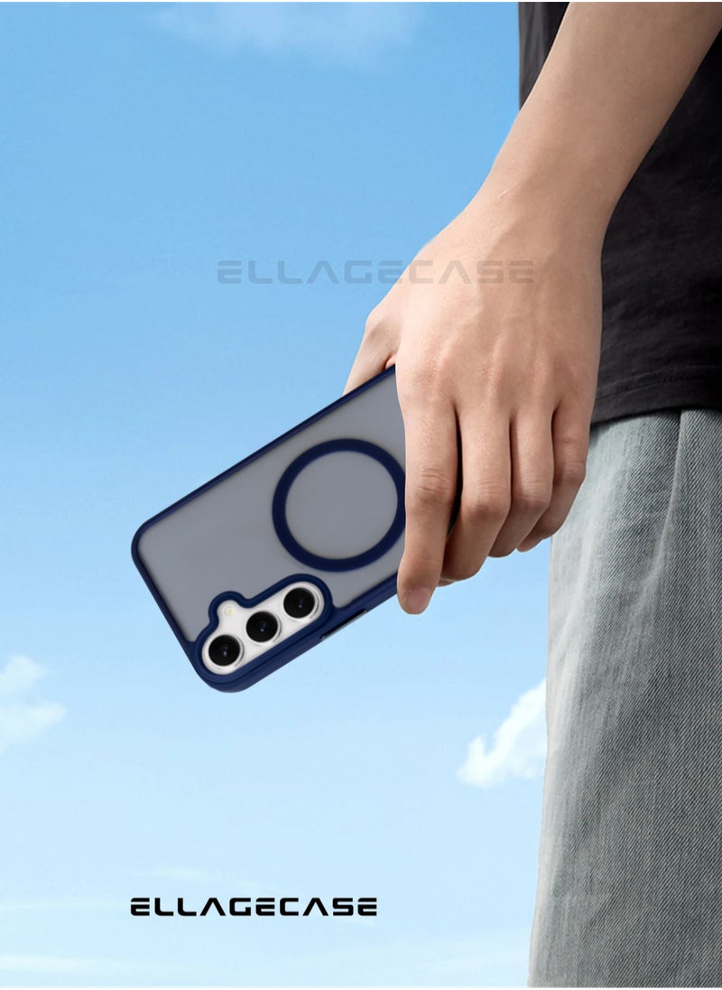 ELLAGECASE - Blue Stylish Case for Samsung Galaxy S24 Plus, Solid Camera Protection, Shockproof, Enhanced Protection, Compatible with MagSafe and Wireless Charging - Image 1