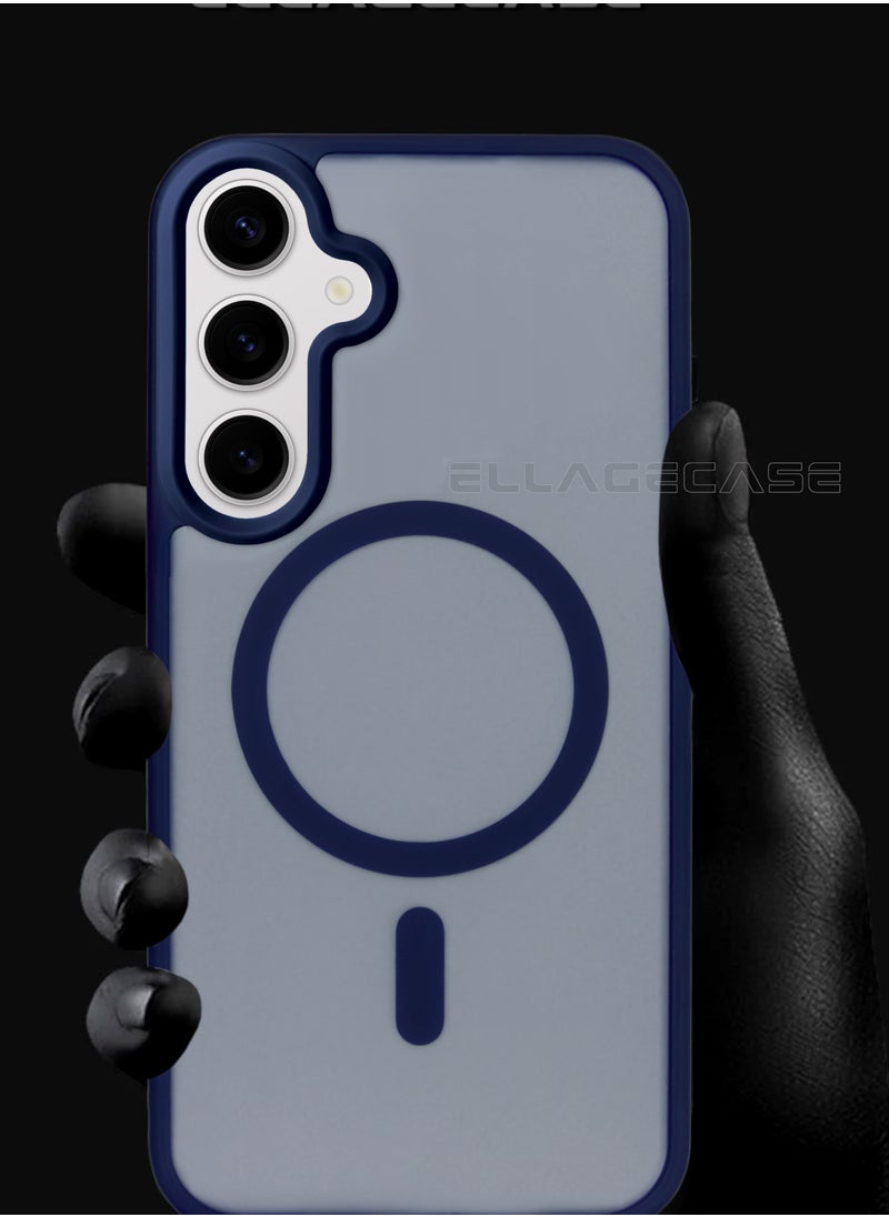 ELLAGECASE - Blue Stylish Case for Samsung Galaxy S24 Plus, Solid Camera Protection, Shockproof, Enhanced Protection, Compatible with MagSafe and Wireless Charging - Image 1
