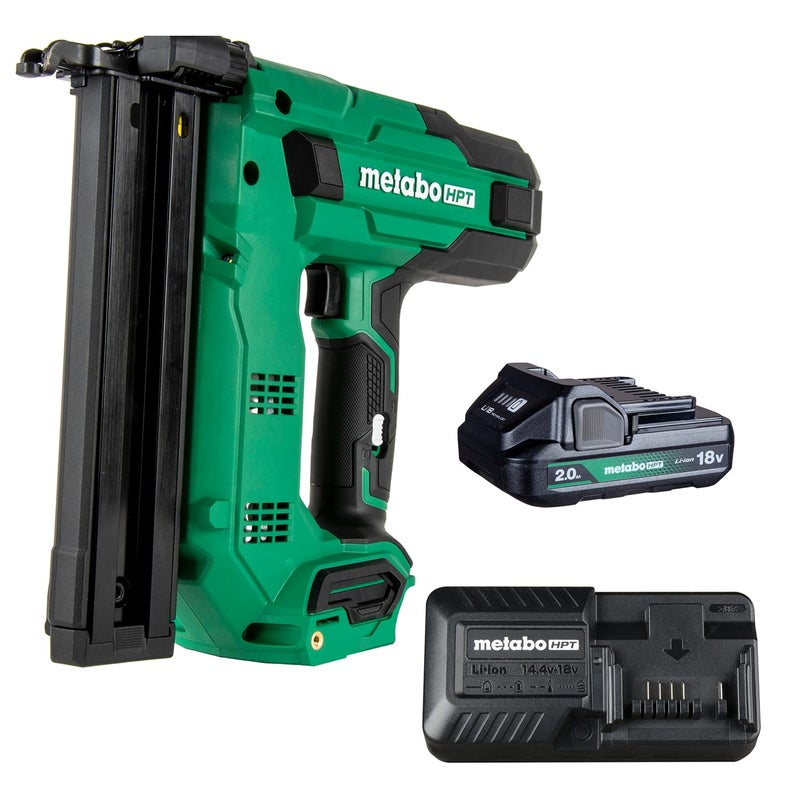 مجموعة مسدس دبابيس ضيق التاج اللاسلكي Metabo HPT 18V MultiVolt 18 قياس 112 مع أداة كهربائية وبطارية ليثيوم أيون 20Ah تتيح استخدام 12 إلى 112 دبوس ضمان 5 سنوات N1804DB