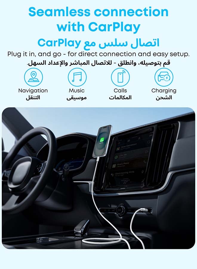أنكر كابل زولو USB إلى USB C، اتصال CarPlay سلس، كابل شحن سريع متين ومضفر بطول 3 أقدام، مظهر فاخر مع موصل نحيف، لجهاز iPhone 17/16، iPad Pro، والمزيد - Image 2