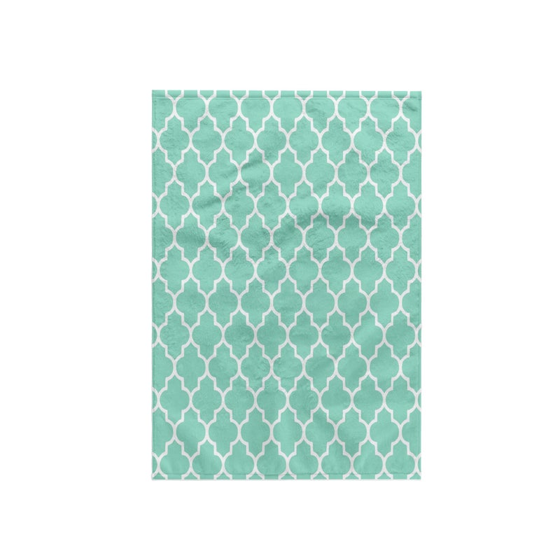 3D Rose TWL_120256_1 Mint Quatrefoil Pattern  Light Teal Turquoise Moroccan Tiles  Pastel Aqua Blue Clover Lattice Towel 15 x 22
