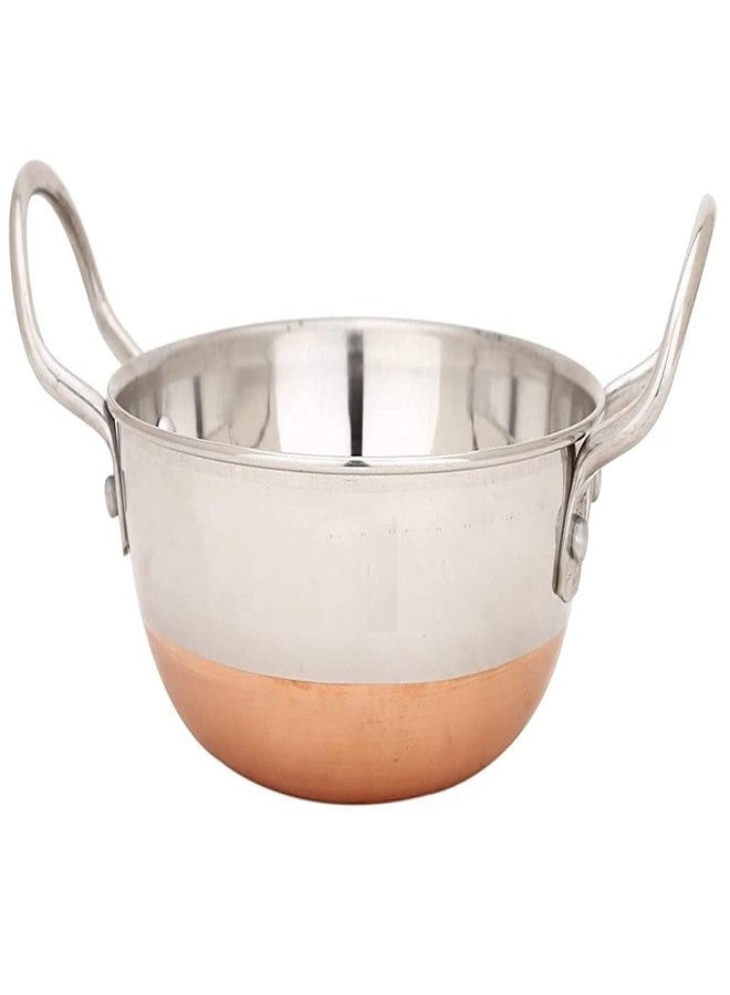 Shopsidex Copper Bottom Kadhai - Stainless Steel Pot Pan for Frying With Copper Bottom (3 Liter) - Image 1