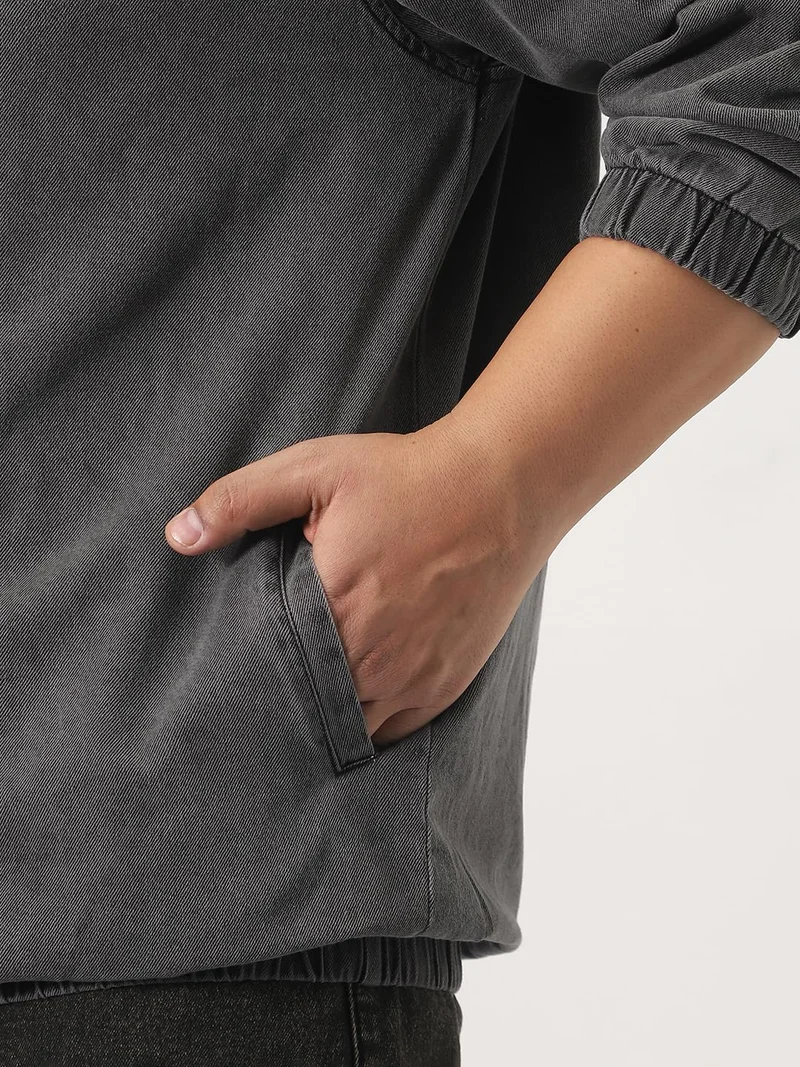 Urbano Fashion  Urbano Plus Men's Light Grey Relaxed Fit Full Sleeve Harrington Denim Jacket  | Best Price UAE