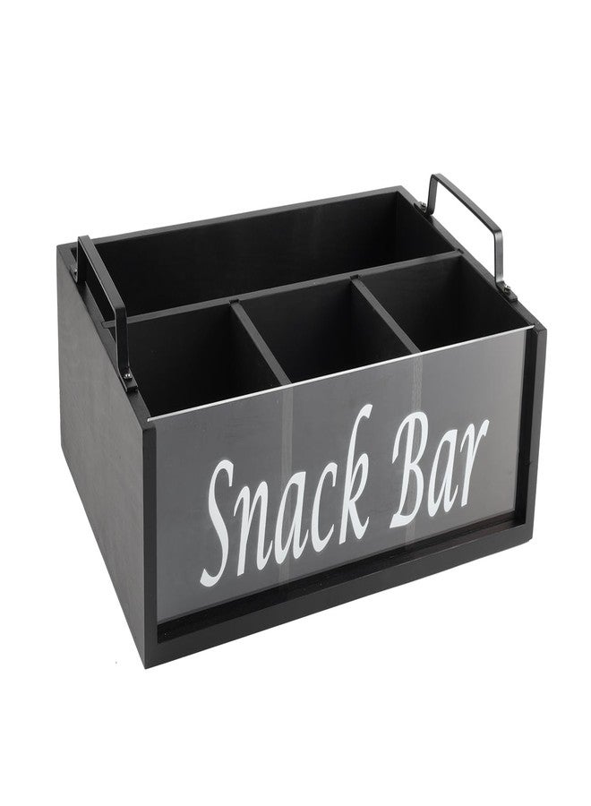 Xbopetda Snack Organizer for Countertop, 4 Compartments Snack Containers with Handles, Wooden Snack Stand for Kitchen Pantry Organizer and Storage - Image 1