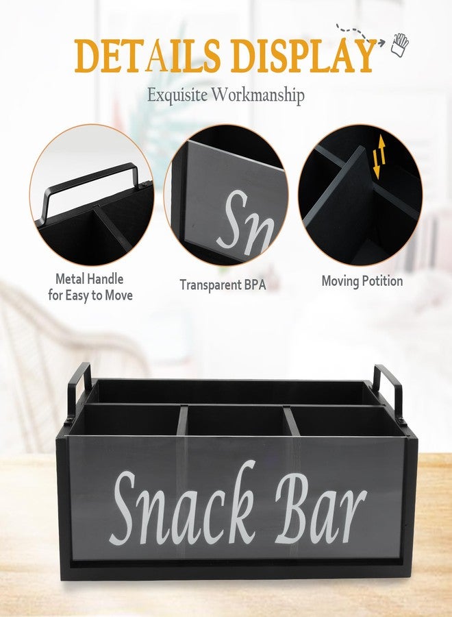 Xbopetda Snack Organizer for Countertop, 4 Compartments Snack Containers with Handles, Wooden Snack Stand for Kitchen Pantry Organizer and Storage - Image 2