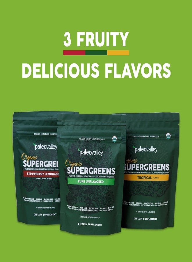 Paleovalley Organic Supergreens Powder - 23 Superfoods with Prebiotic Fiber for Energy and Immunity Support - No Cereal Grasses for Maximum Absorption - Tropical, 30 Servings - Image 2