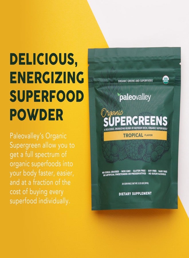Paleovalley Organic Supergreens Powder - 23 Superfoods with Prebiotic Fiber for Energy and Immunity Support - No Cereal Grasses for Maximum Absorption - Tropical, 30 Servings - Image 4
