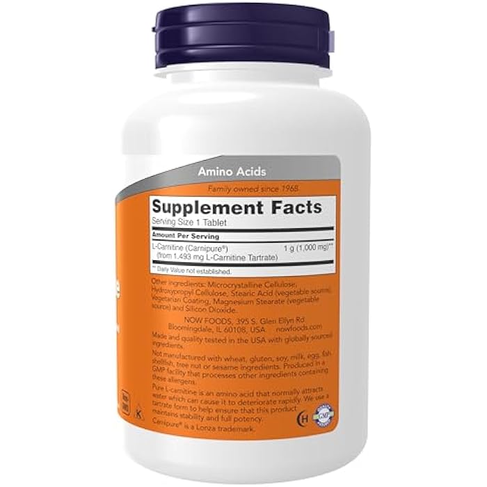 NOW Foods Supplements, L-Carnitine 1,000 mg, Purest Form, Amino Acid, Fitness Support*, 100 Tablets - Image 2